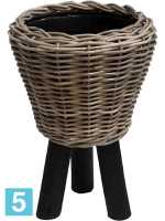 Кашпо Drypot rattan, круглое with, черное feet d-33 h-45 см в #REGION_NAME_DECLINE_PP#